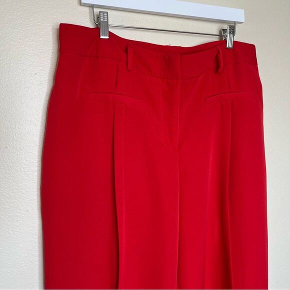 NWT Ashley Stewart Pintuck Wide Leg Red Palazzo Pants High Rise Pockets Women 18 - Picture 2 of 14